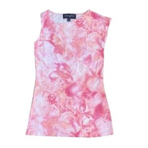 *NWOT Brittany Humble Pink Floral Asymmetrical Neck Sleeveless Top‎ - Size XXS